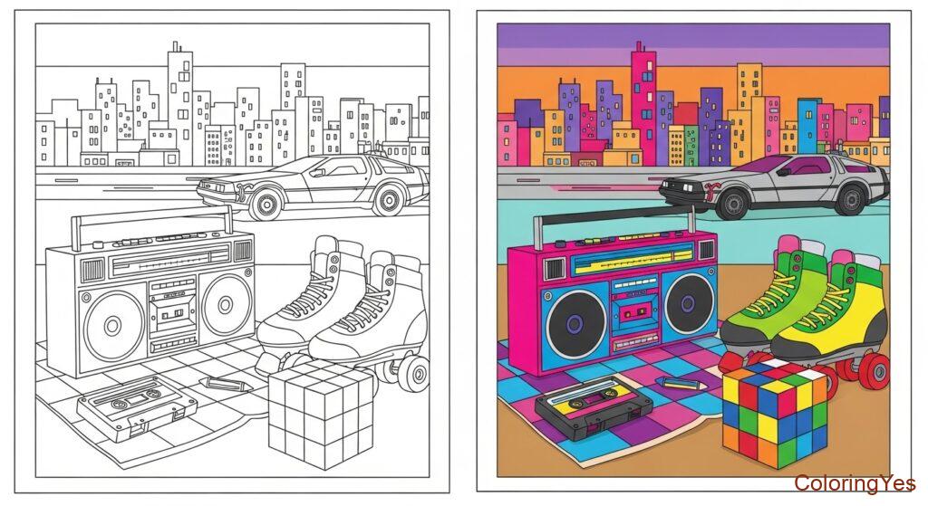 40+ 80s Coloring Pages – Neon Vintage Coloring Fun