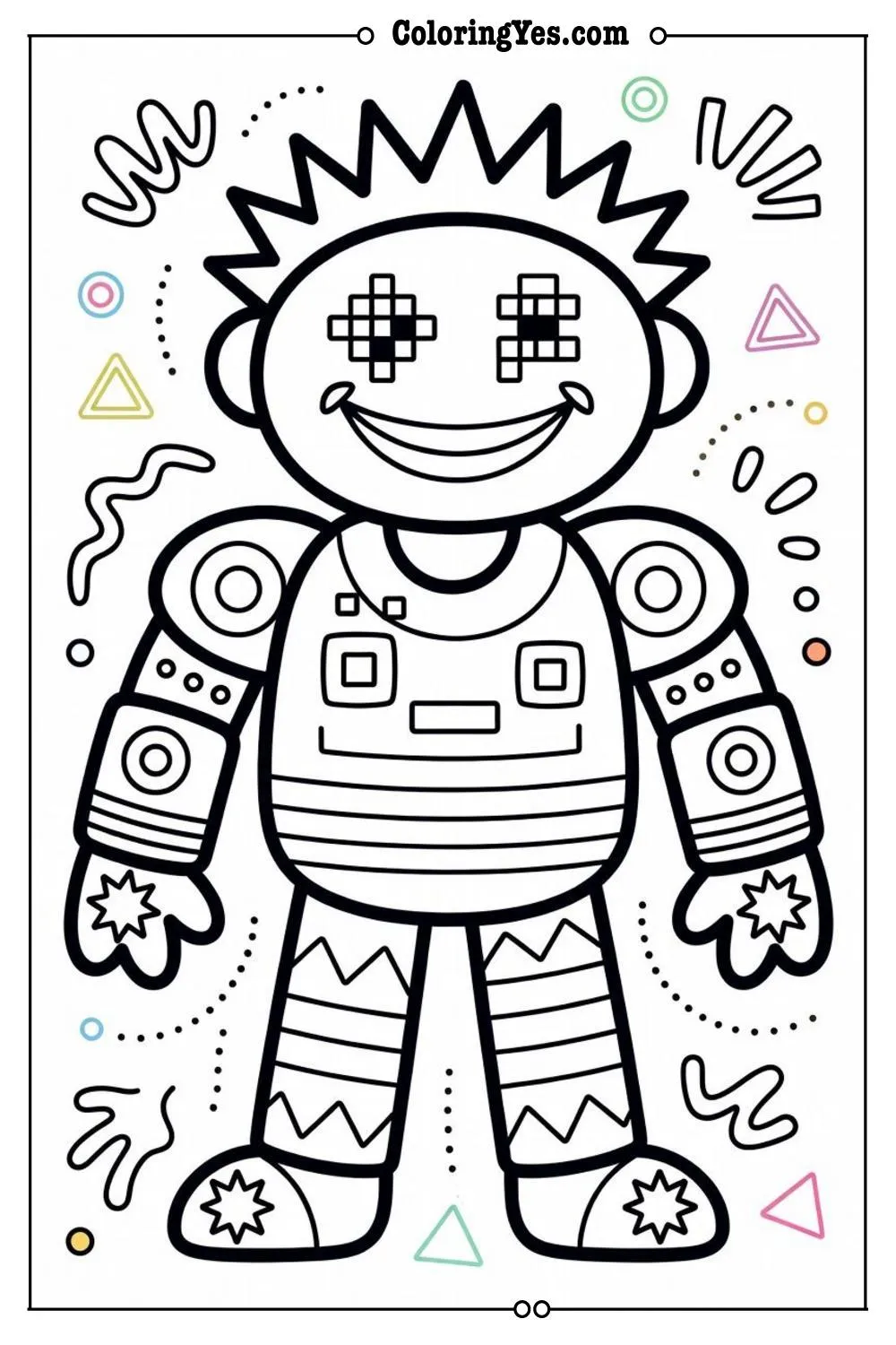 80s abstract shapes coloring page