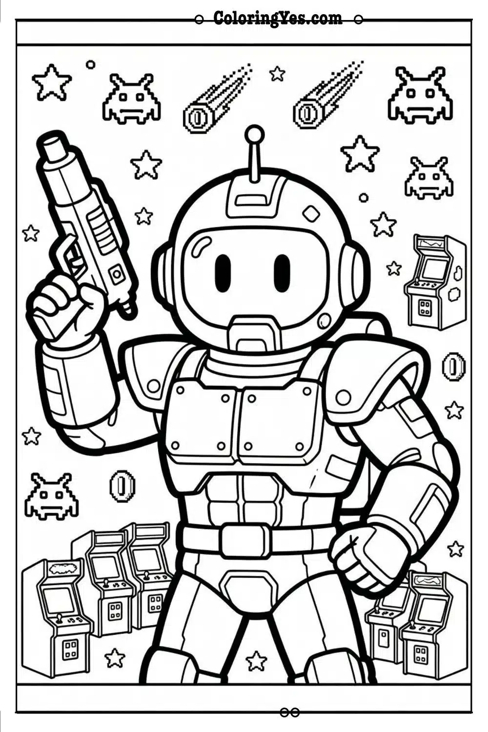 80s arcade game coloring page