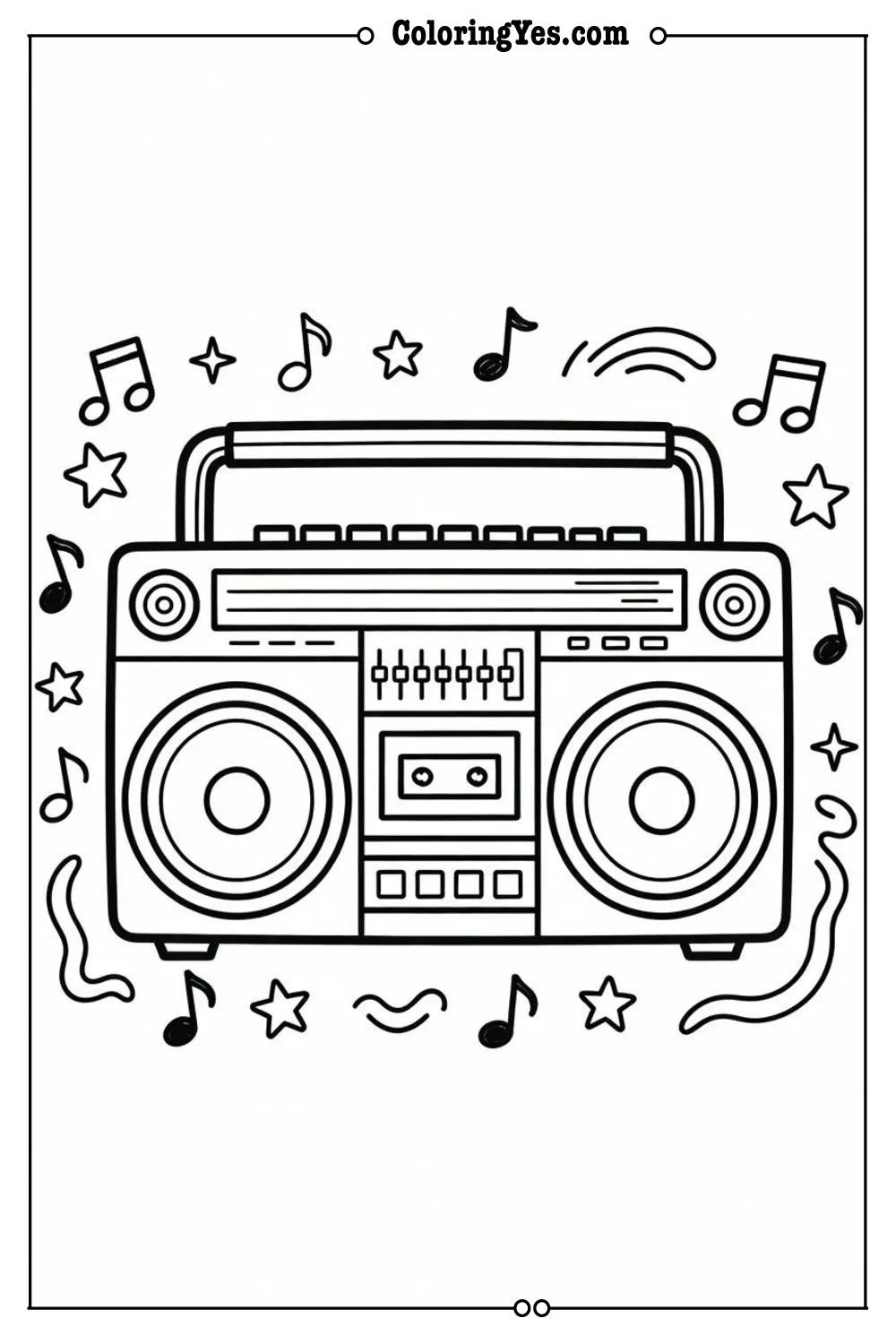 80s boombox coloring page