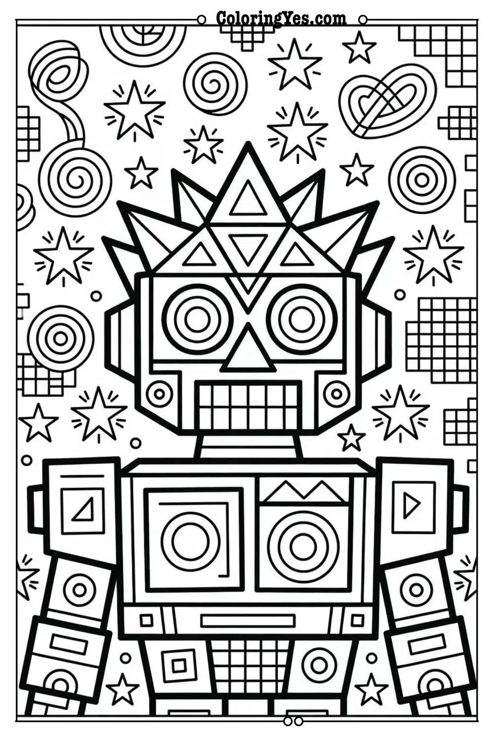 80s geometric patterns coloring page