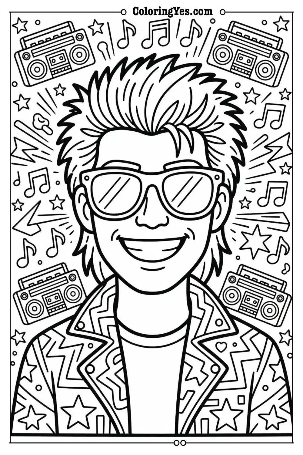 80s pop art coloring page