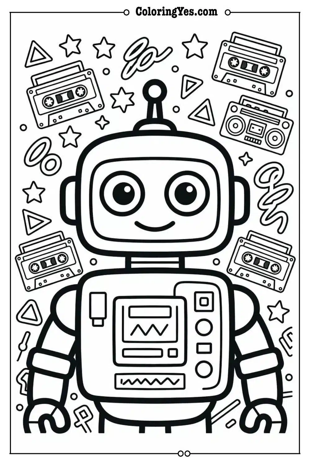 80s retro background coloring page