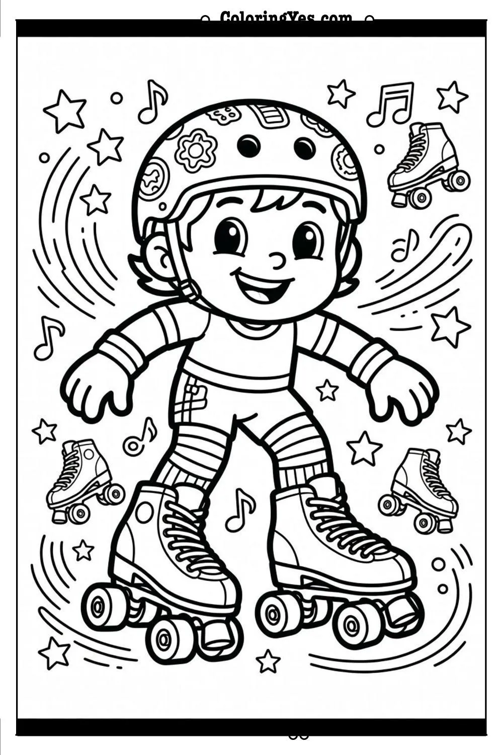 80s roller skate coloring page