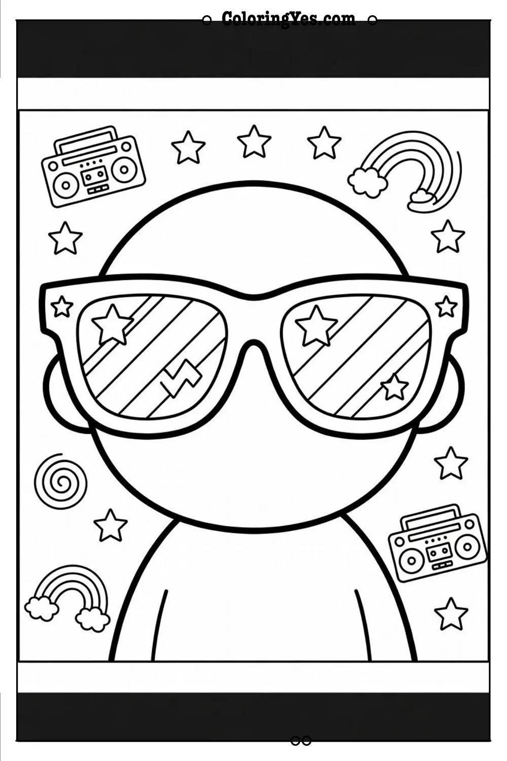 80s sunglasses coloring page