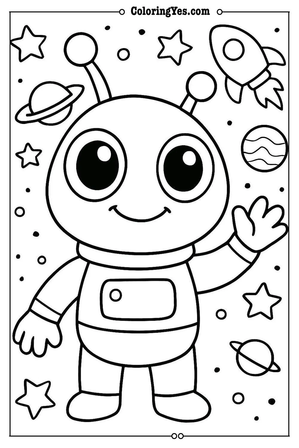 alien character coloring page creative