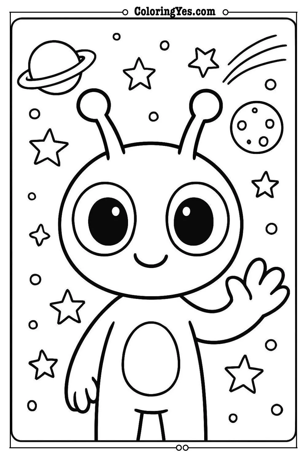 alien coloring page bold lines