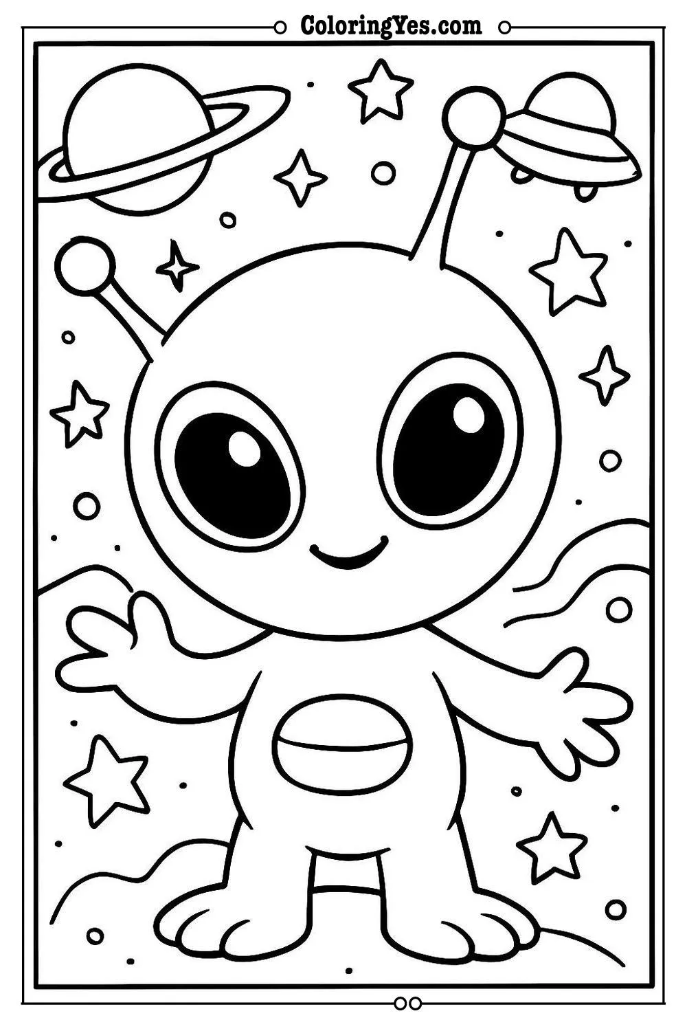 alien coloring page fun activity
