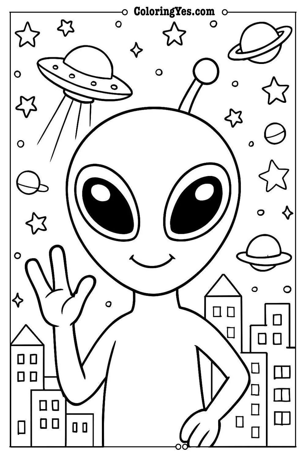 alien invasion coloring page fun