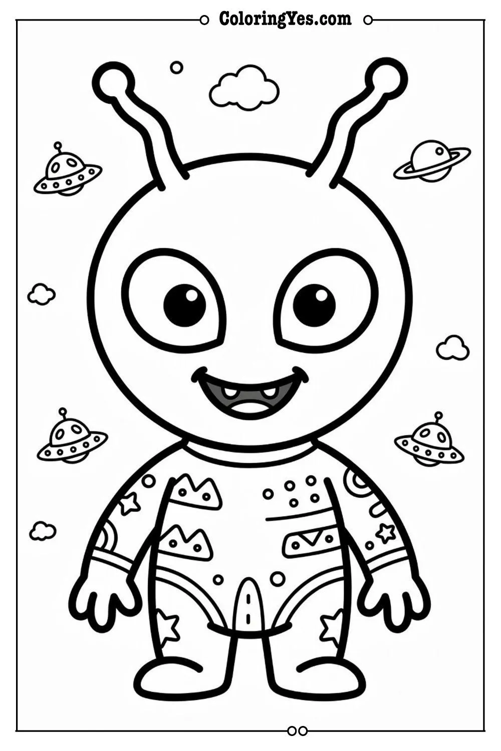 space alien coloring page printable