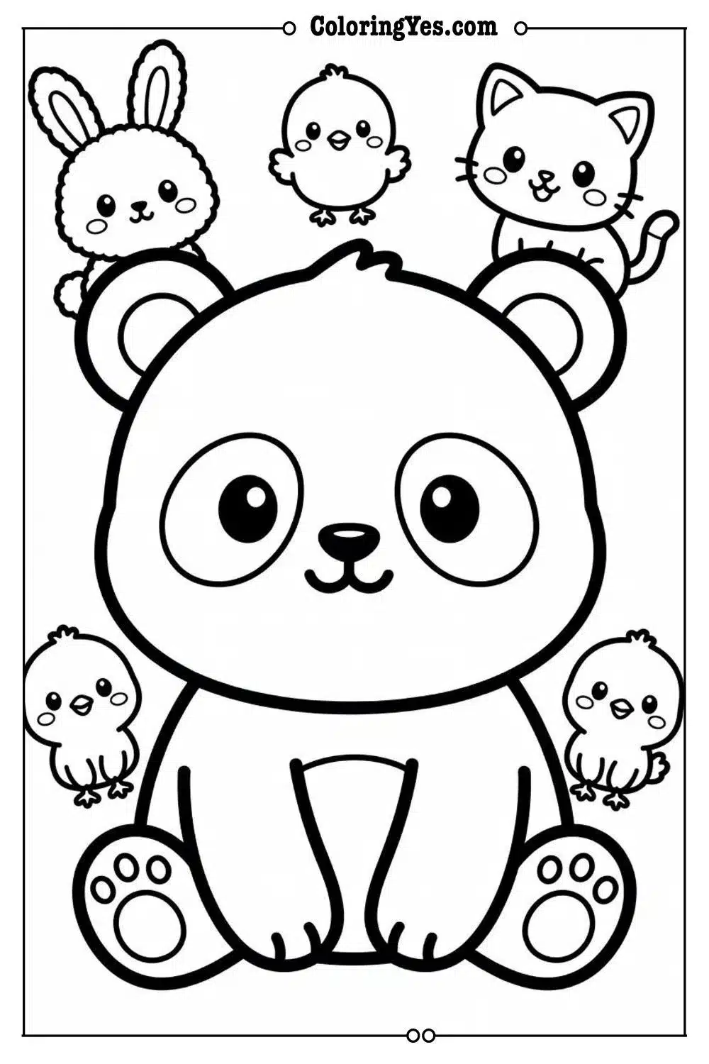 baby animals coloring page kawaii style