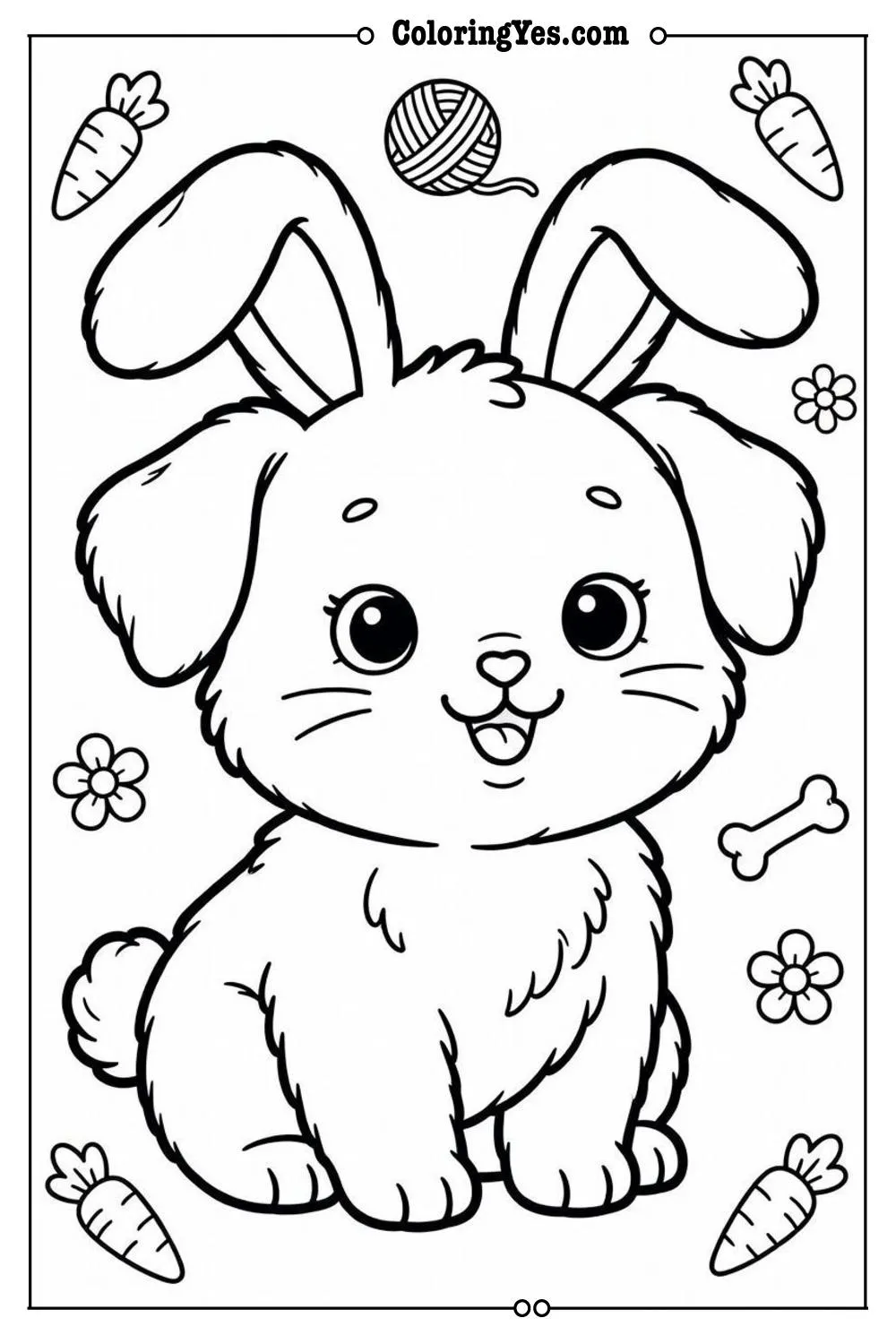 baby bunny kitten puppy coloring page