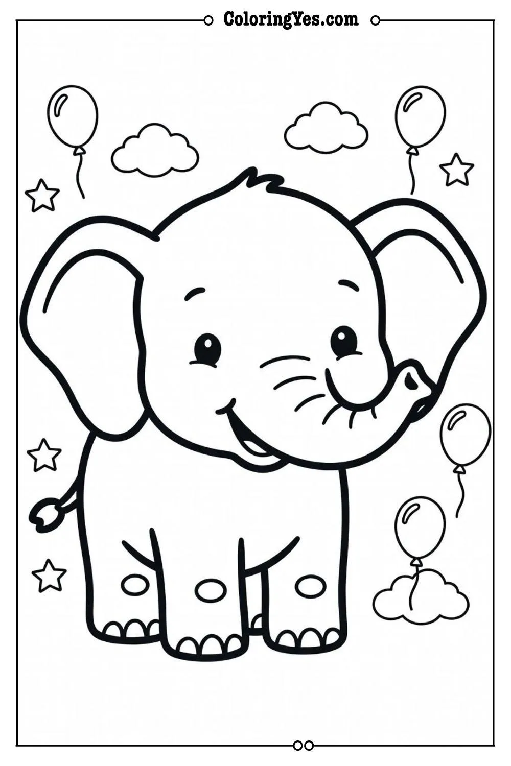 baby elephant coloring page simple outline