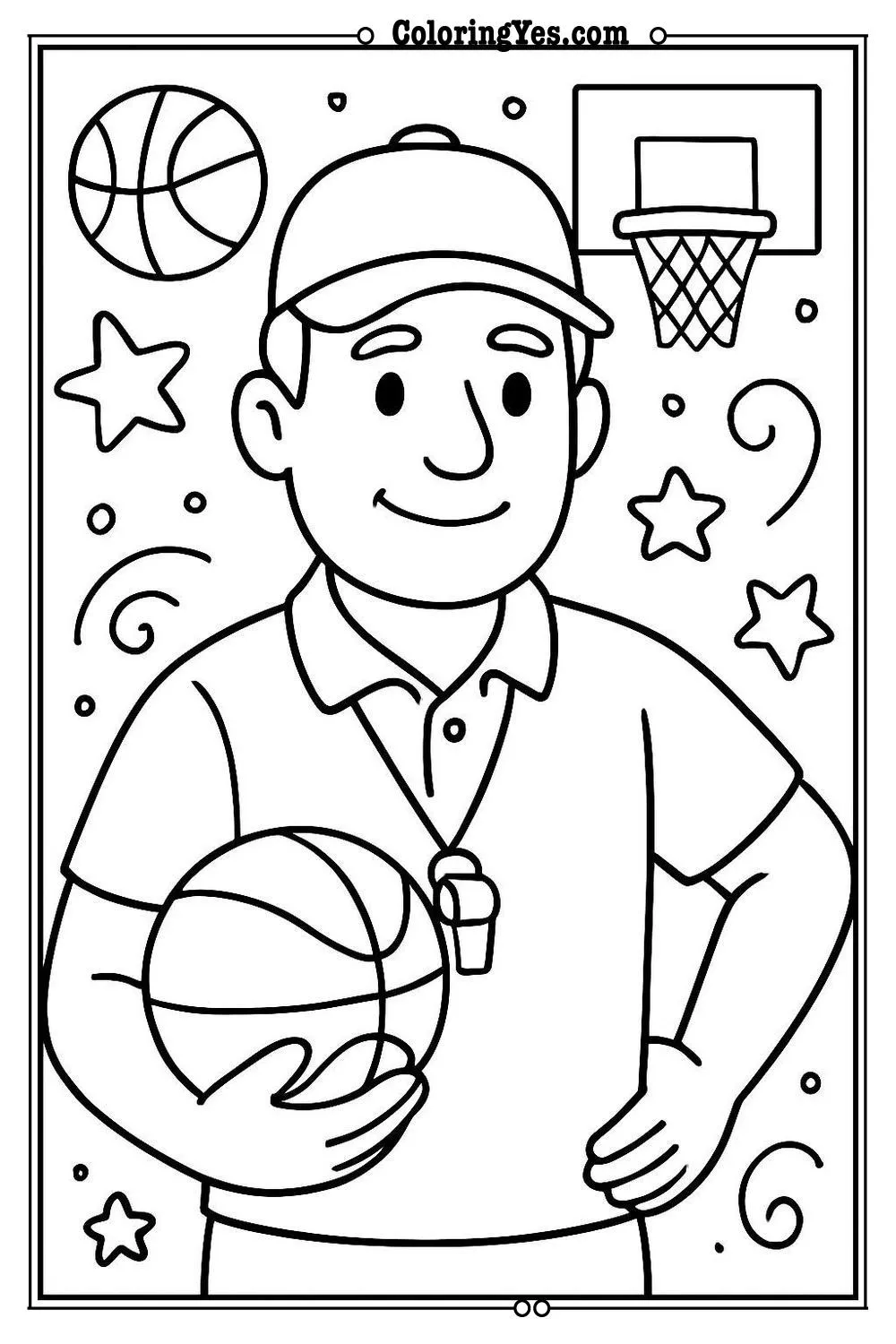 basketball coach coloring page