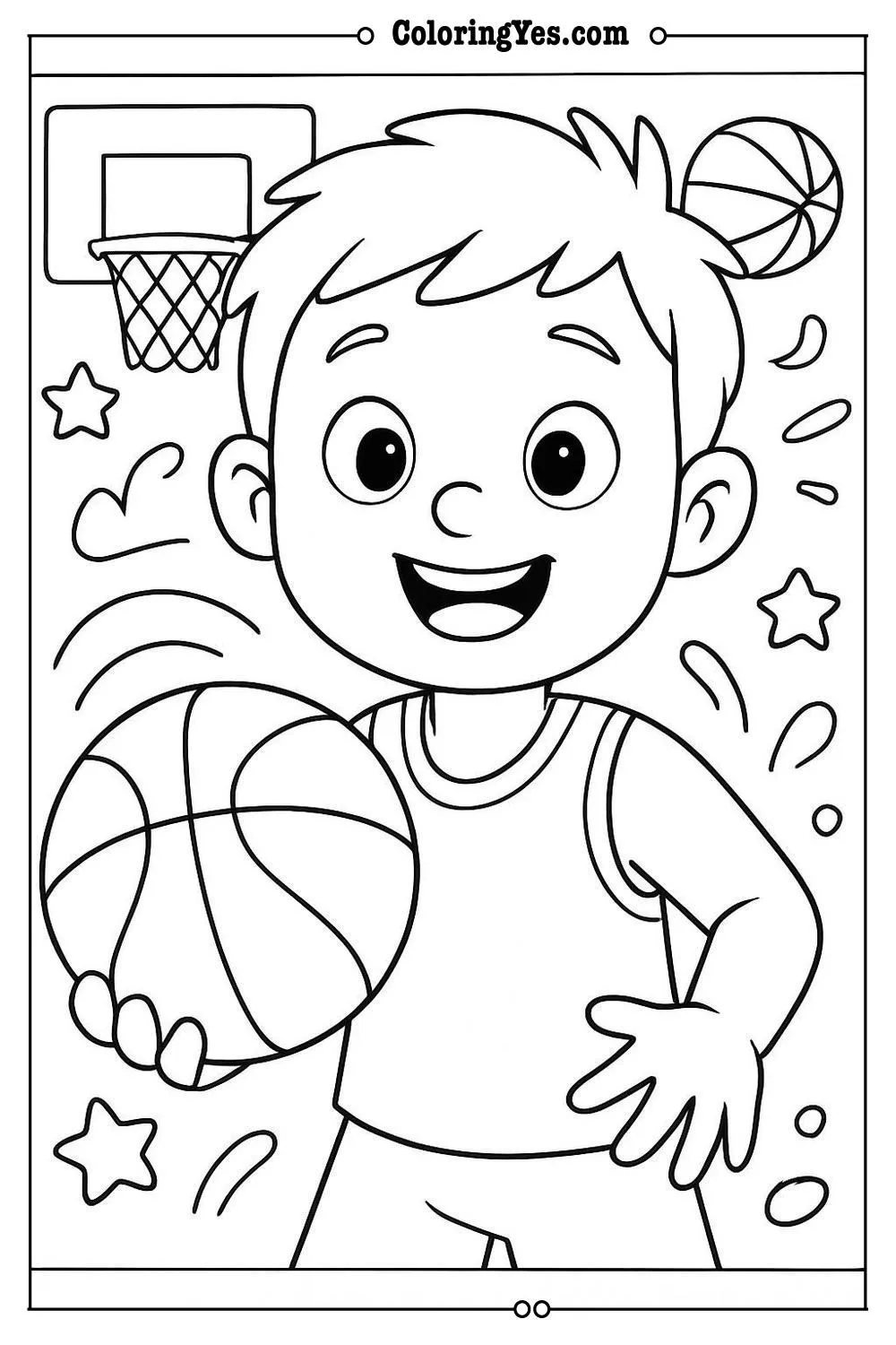 basketball kids coloring page