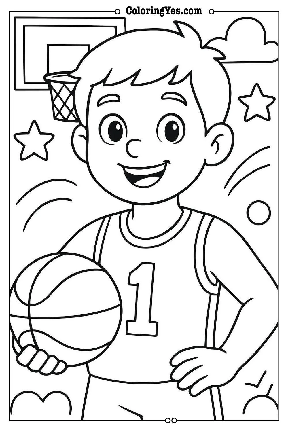 basketball player coloring page