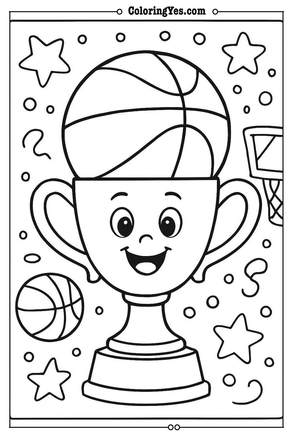 basketball trophy coloring page