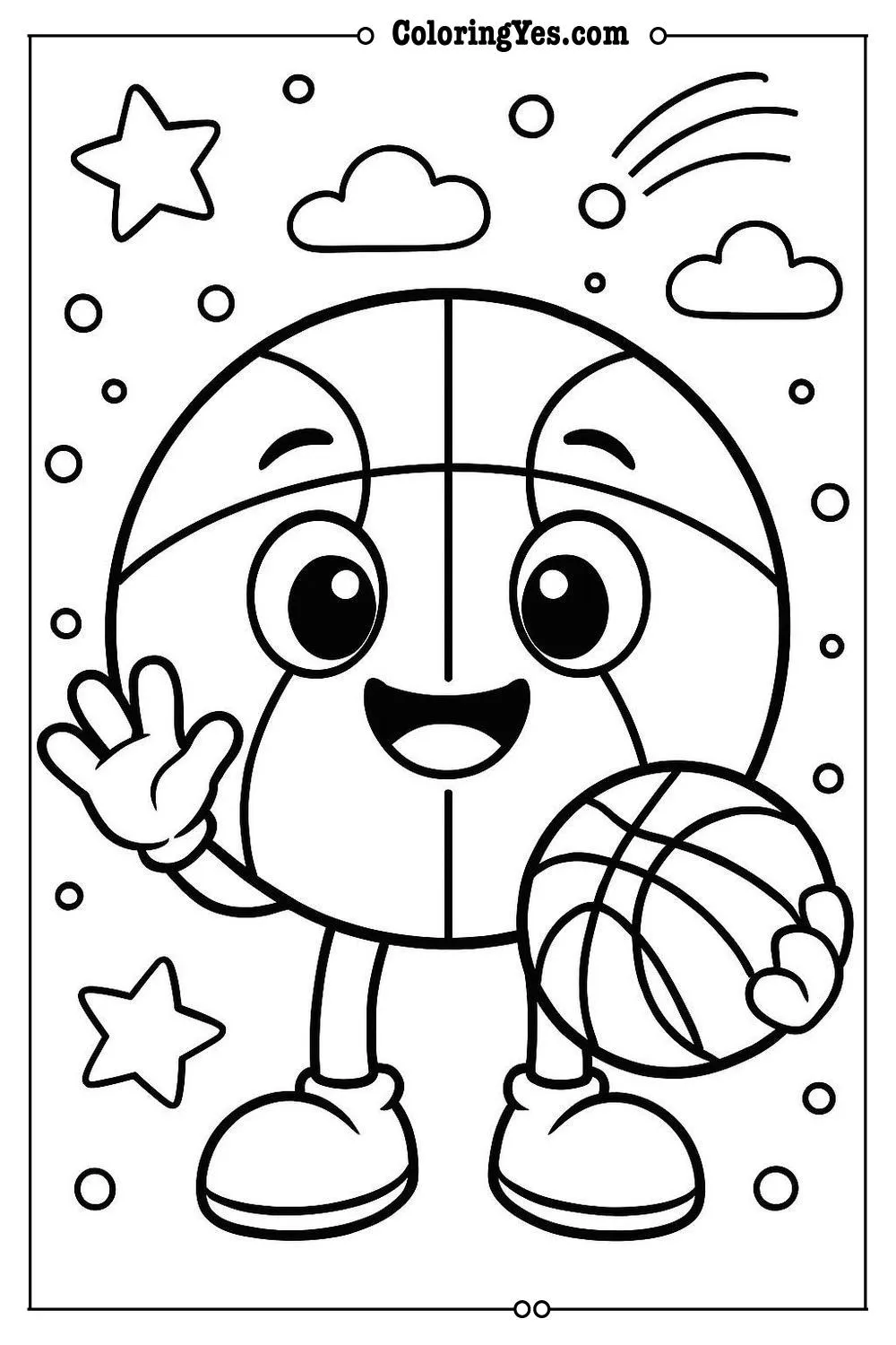 cute basketball coloring page