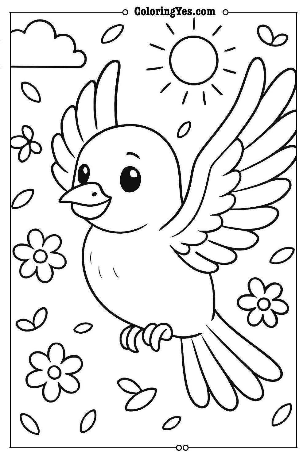 bird flying coloring page