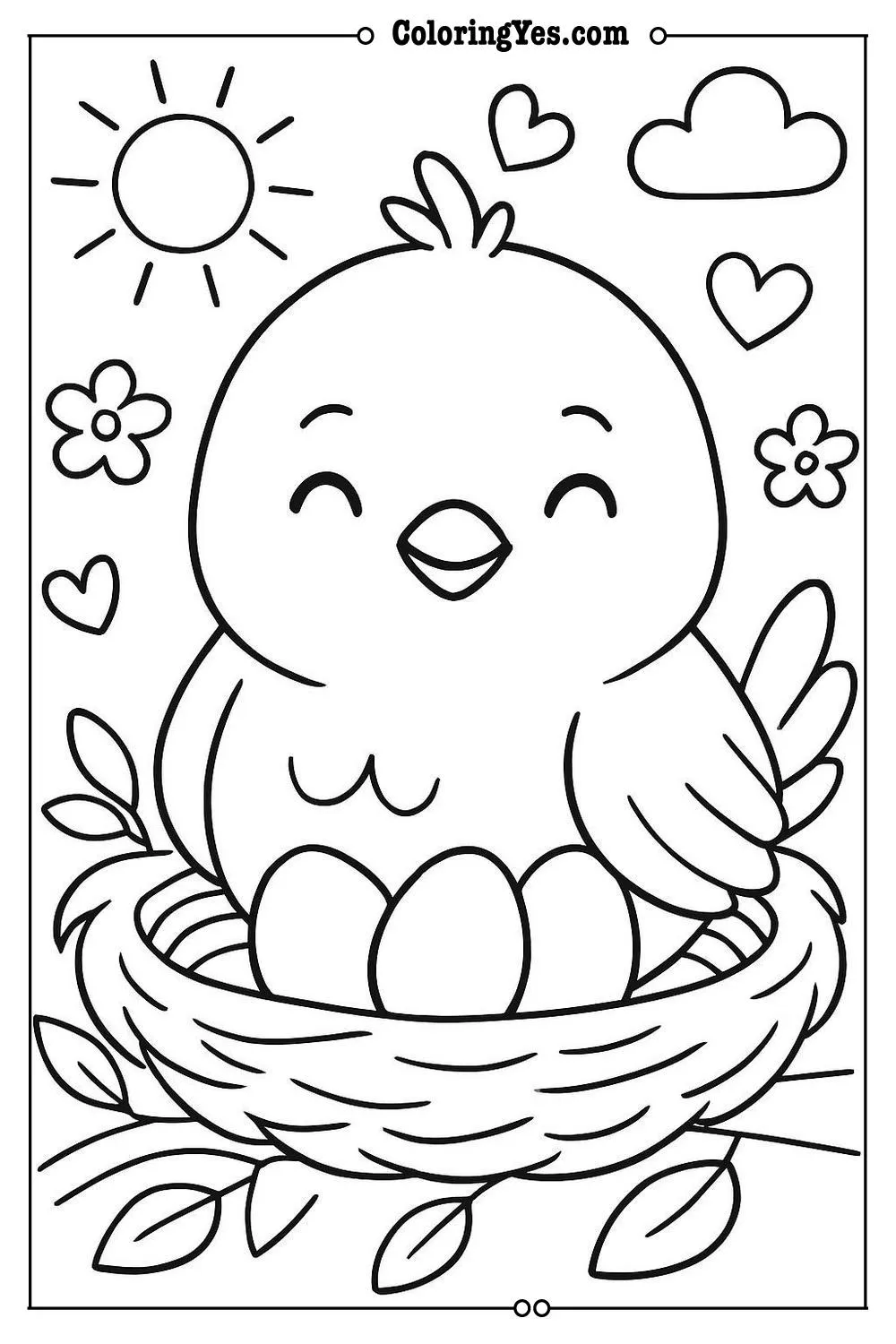 bird nest coloring page