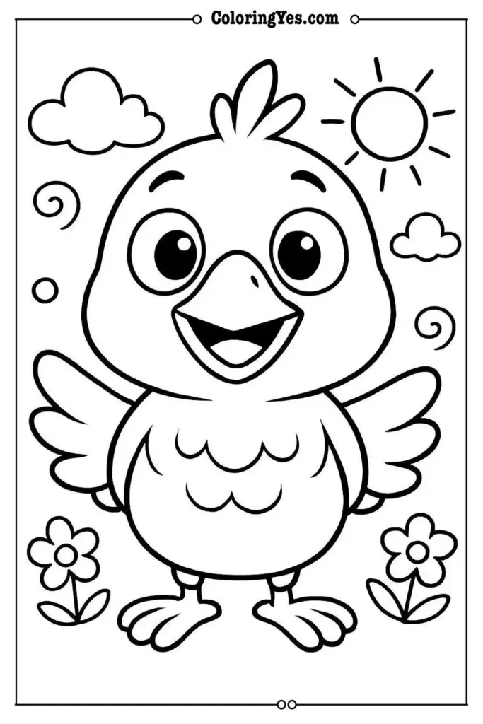 cartoon bird coloring page