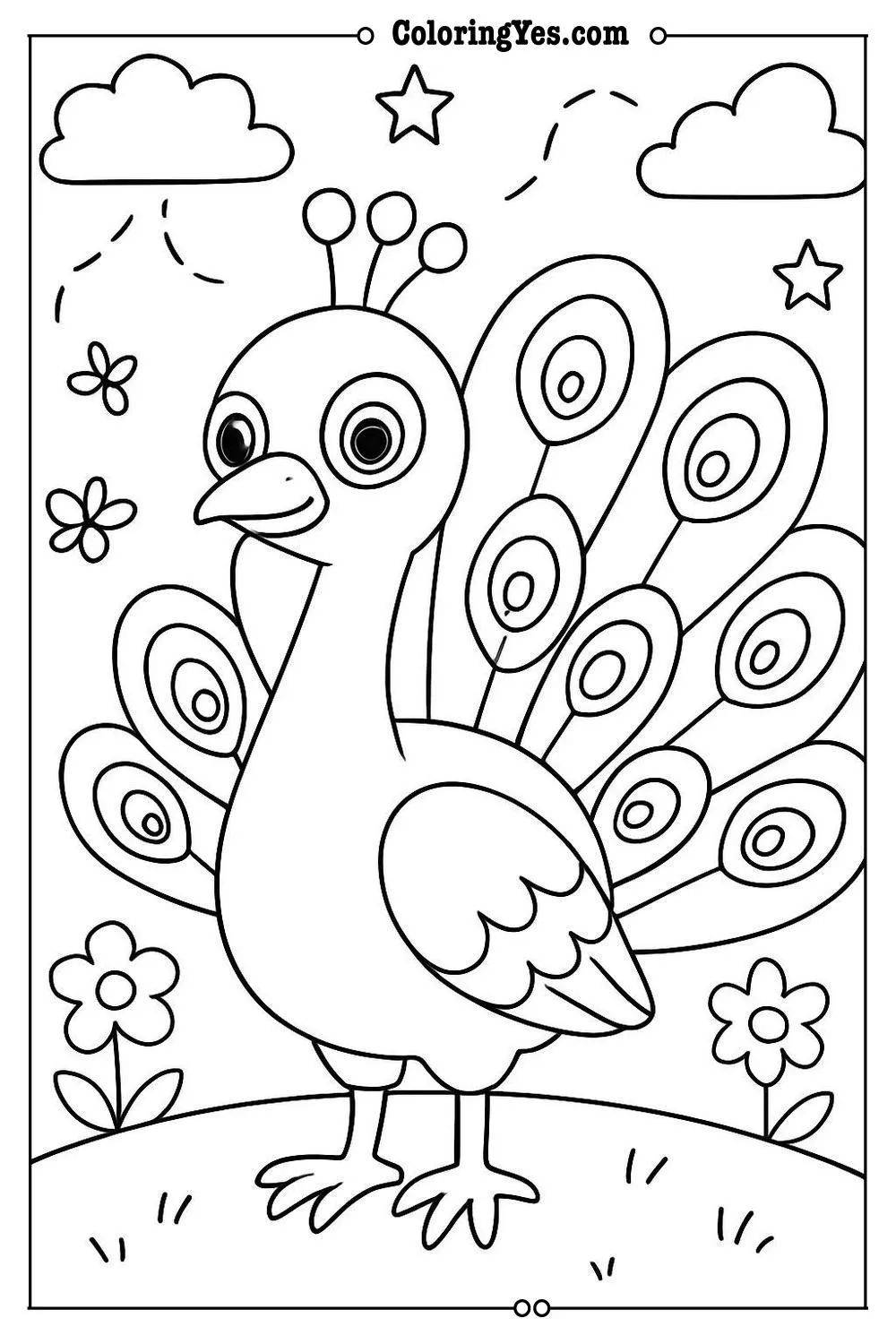 peacock coloring page