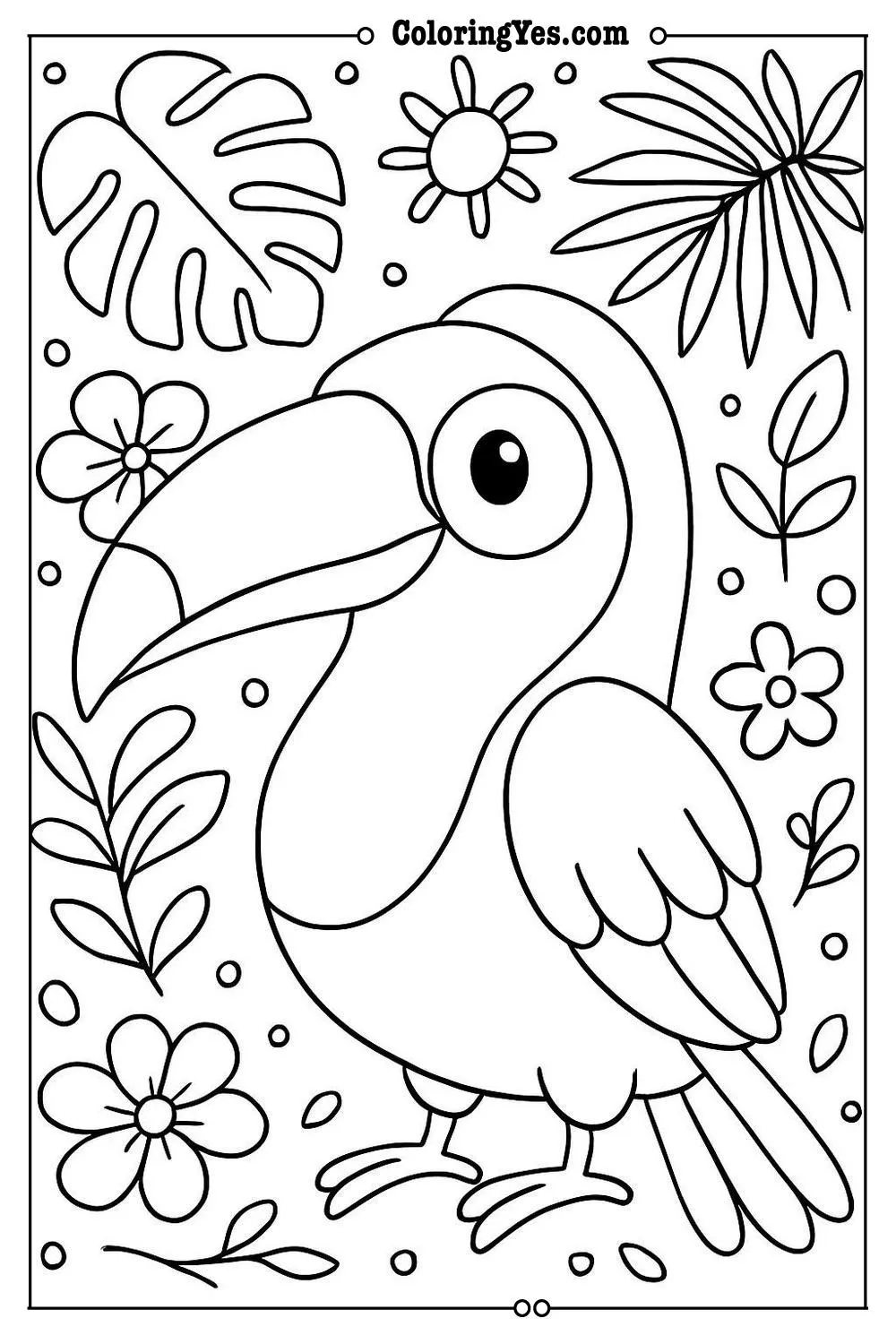 tropical bird coloring page