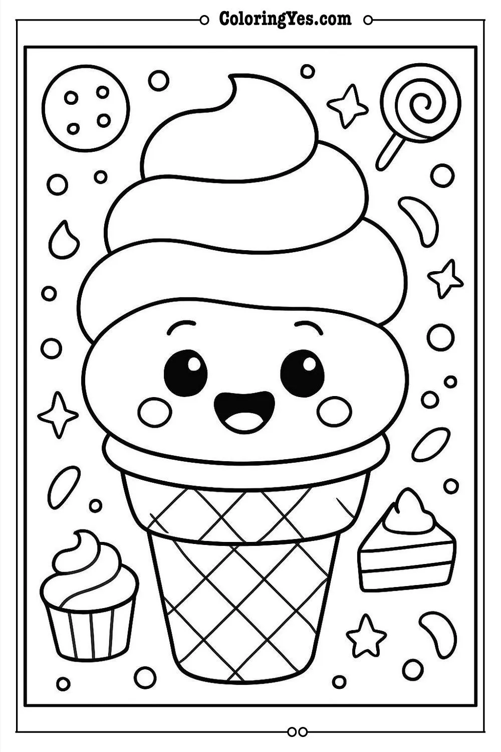 cartoon dessert coloring page
