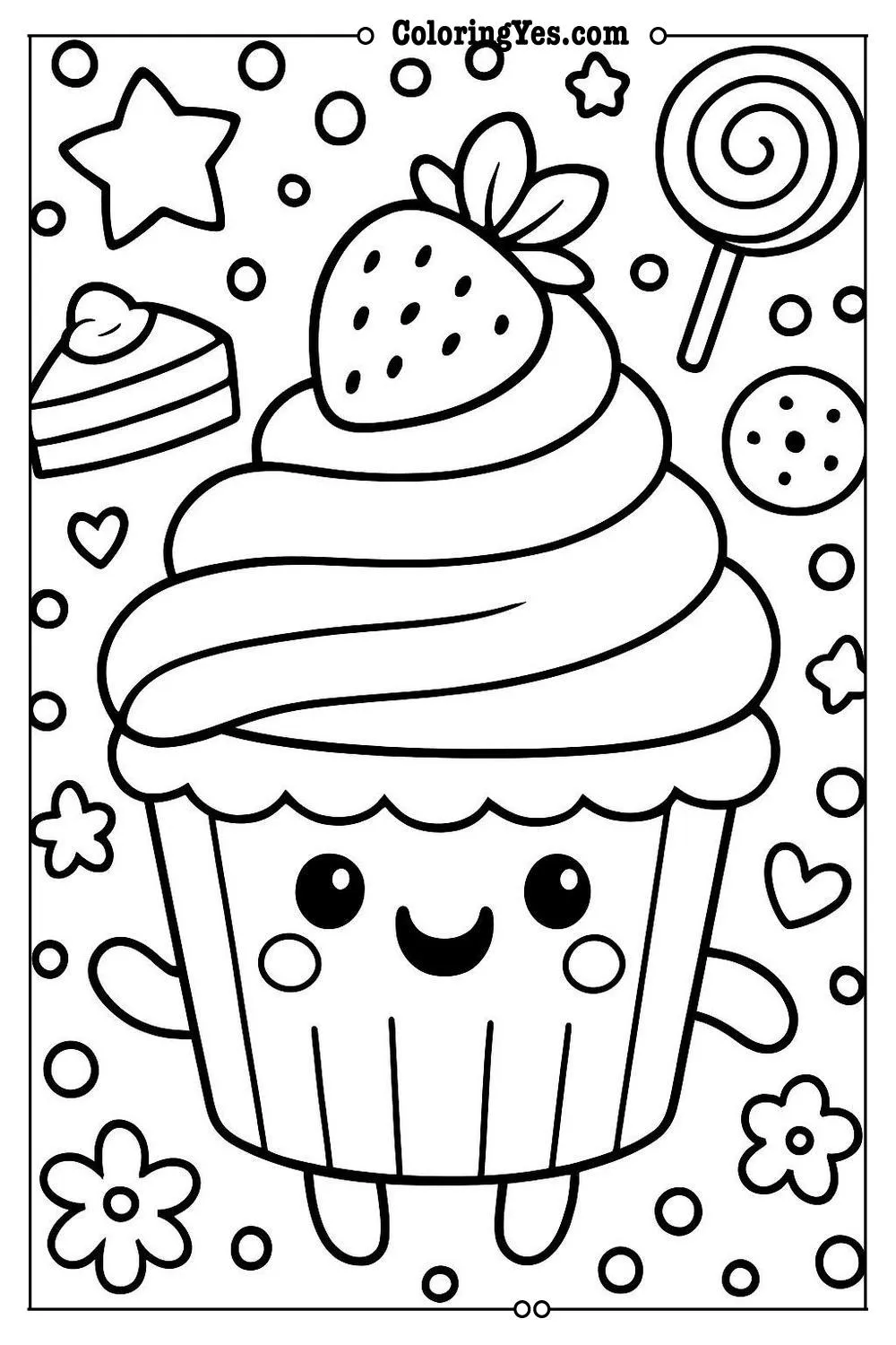 cute dessert coloring page