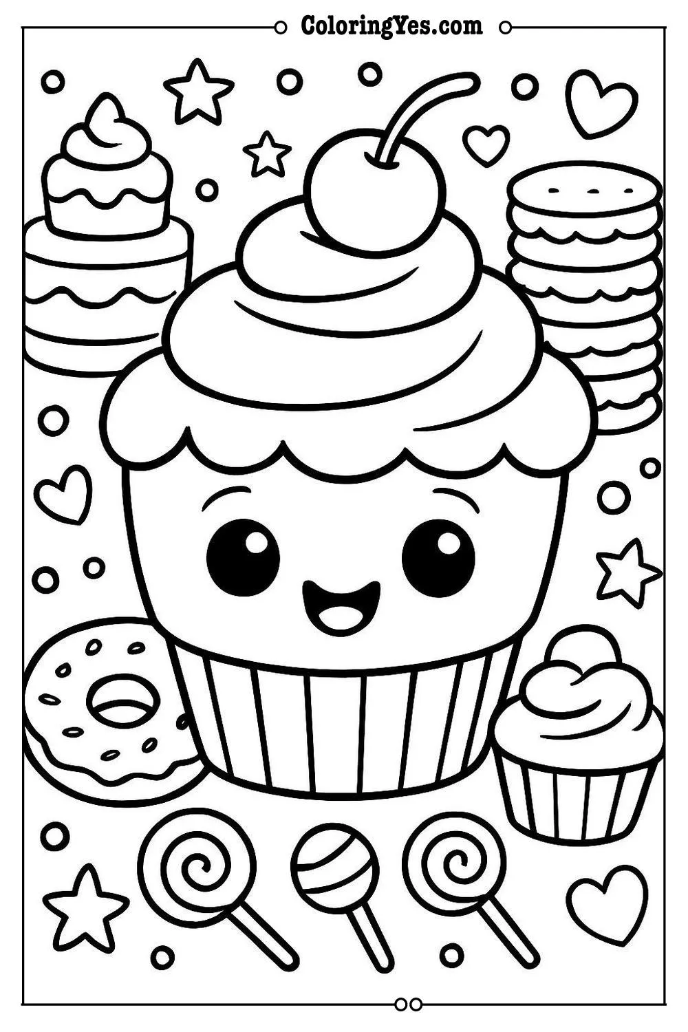 dessert table coloring page