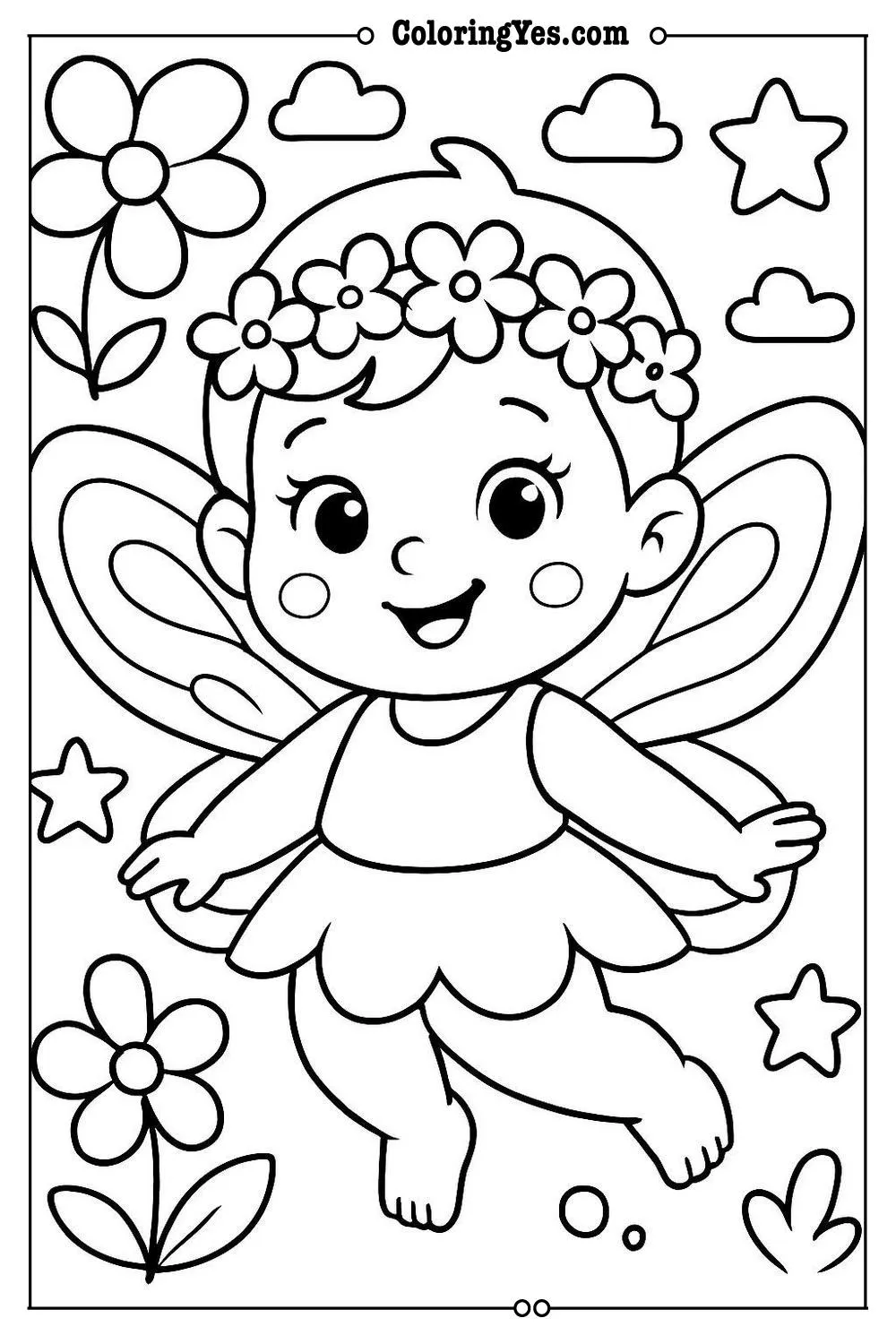 baby fairy coloring page