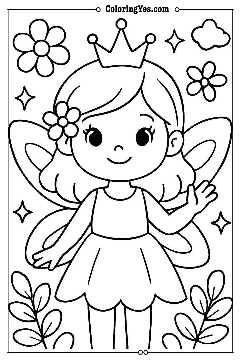 cute fairy coloring page