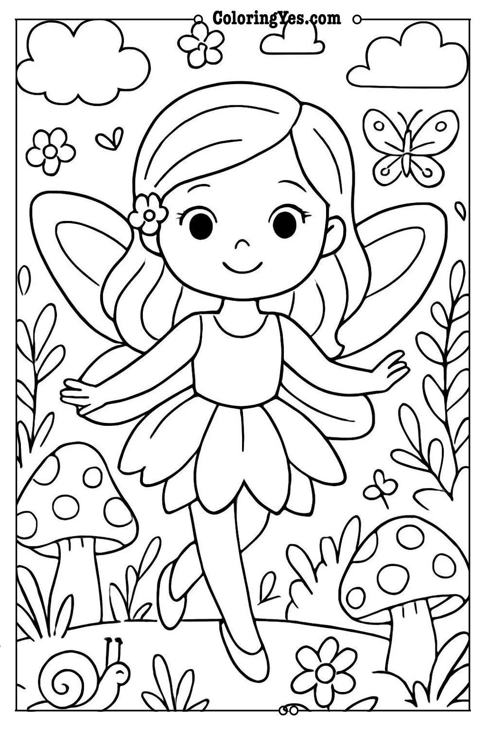 fairy garden coloring page