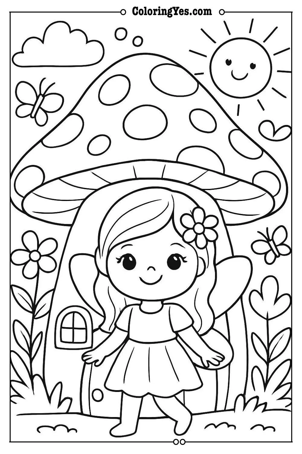 fairy house coloring page