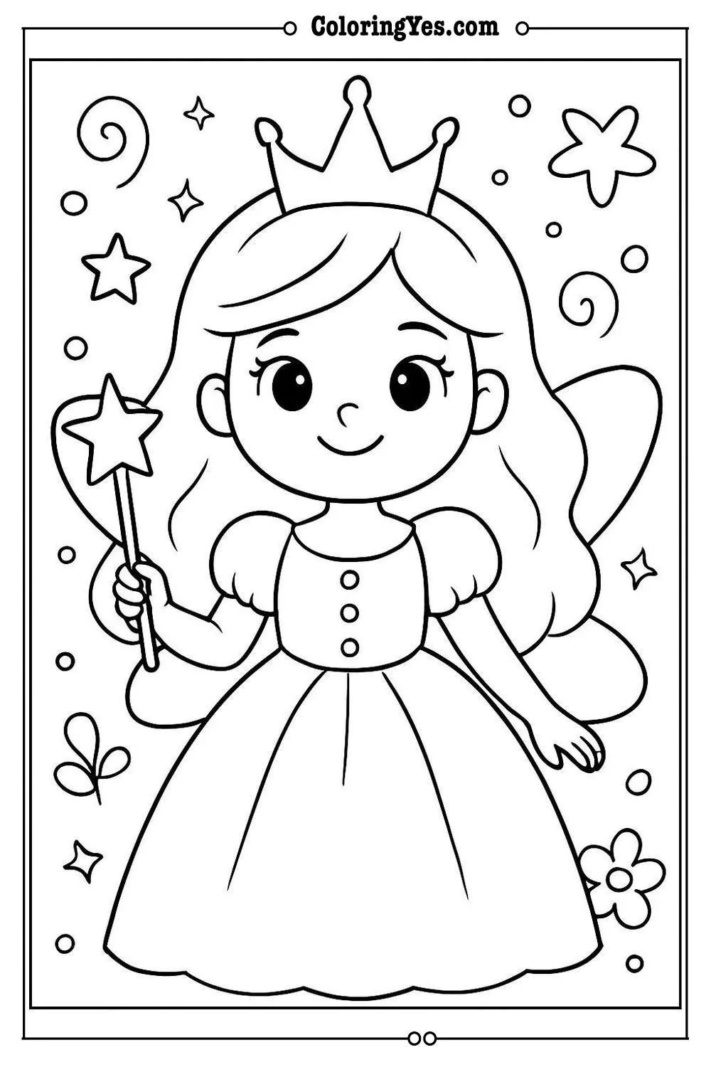 fairy princess coloring page