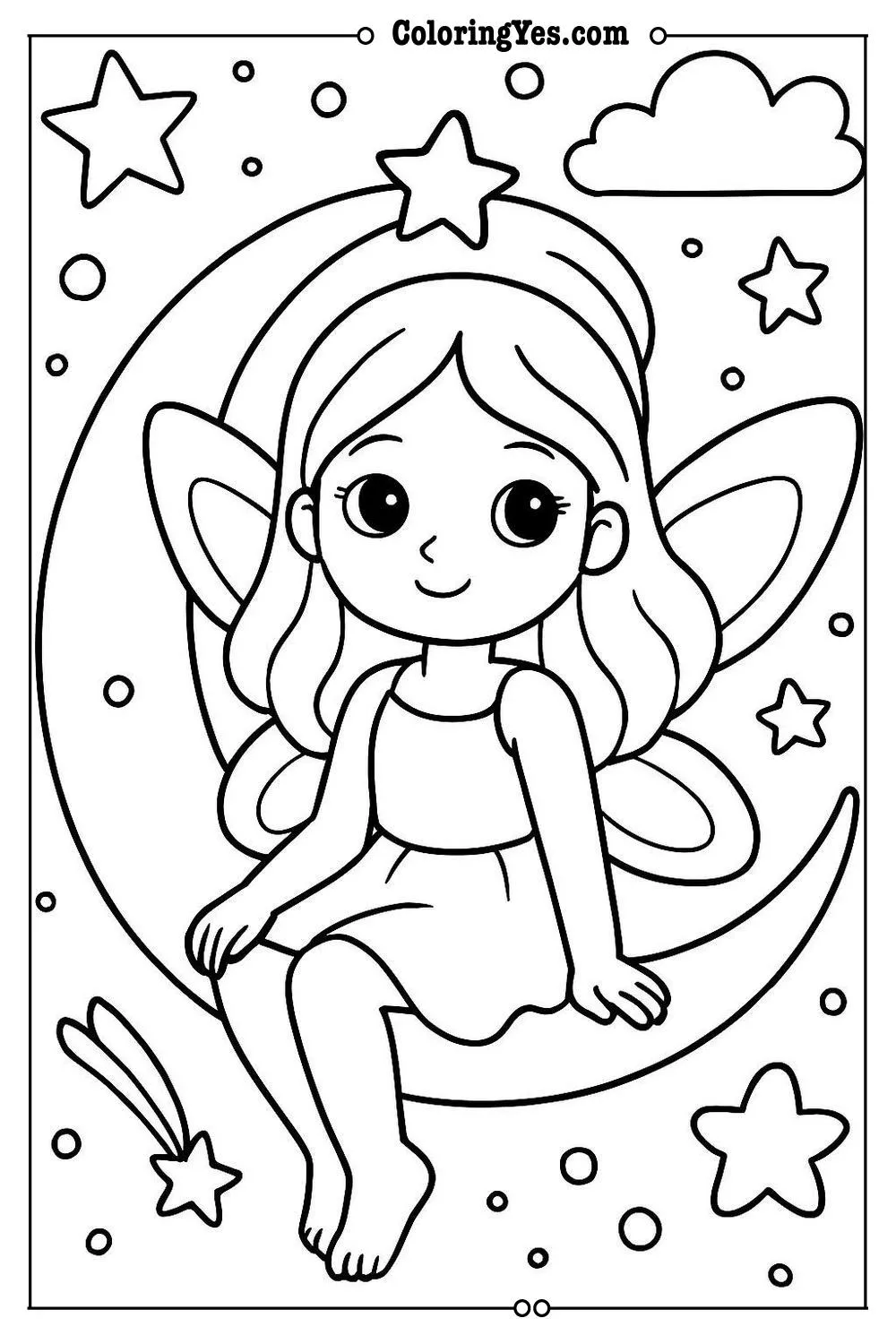 moon fairy coloring page