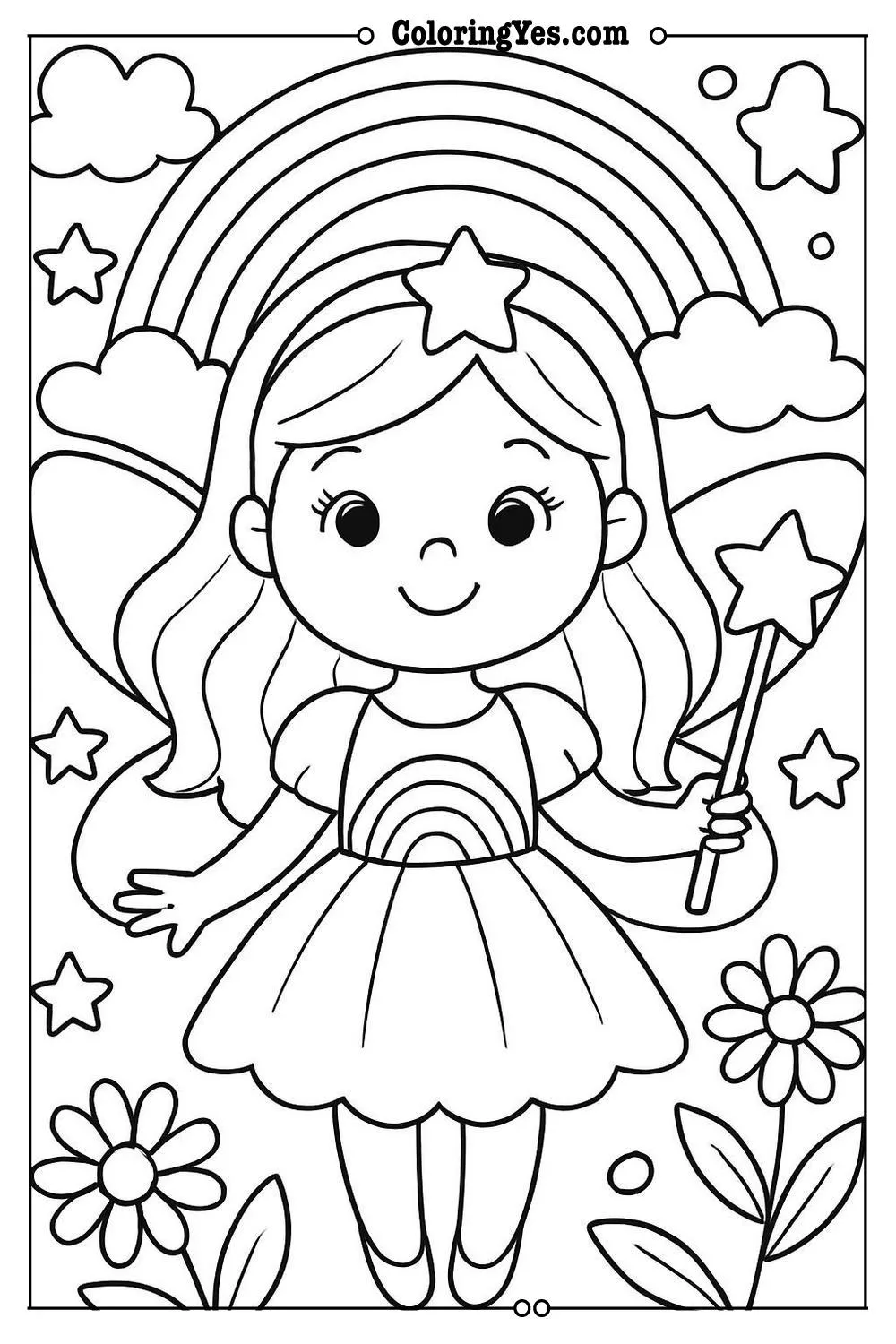 rainbow fairy coloring page