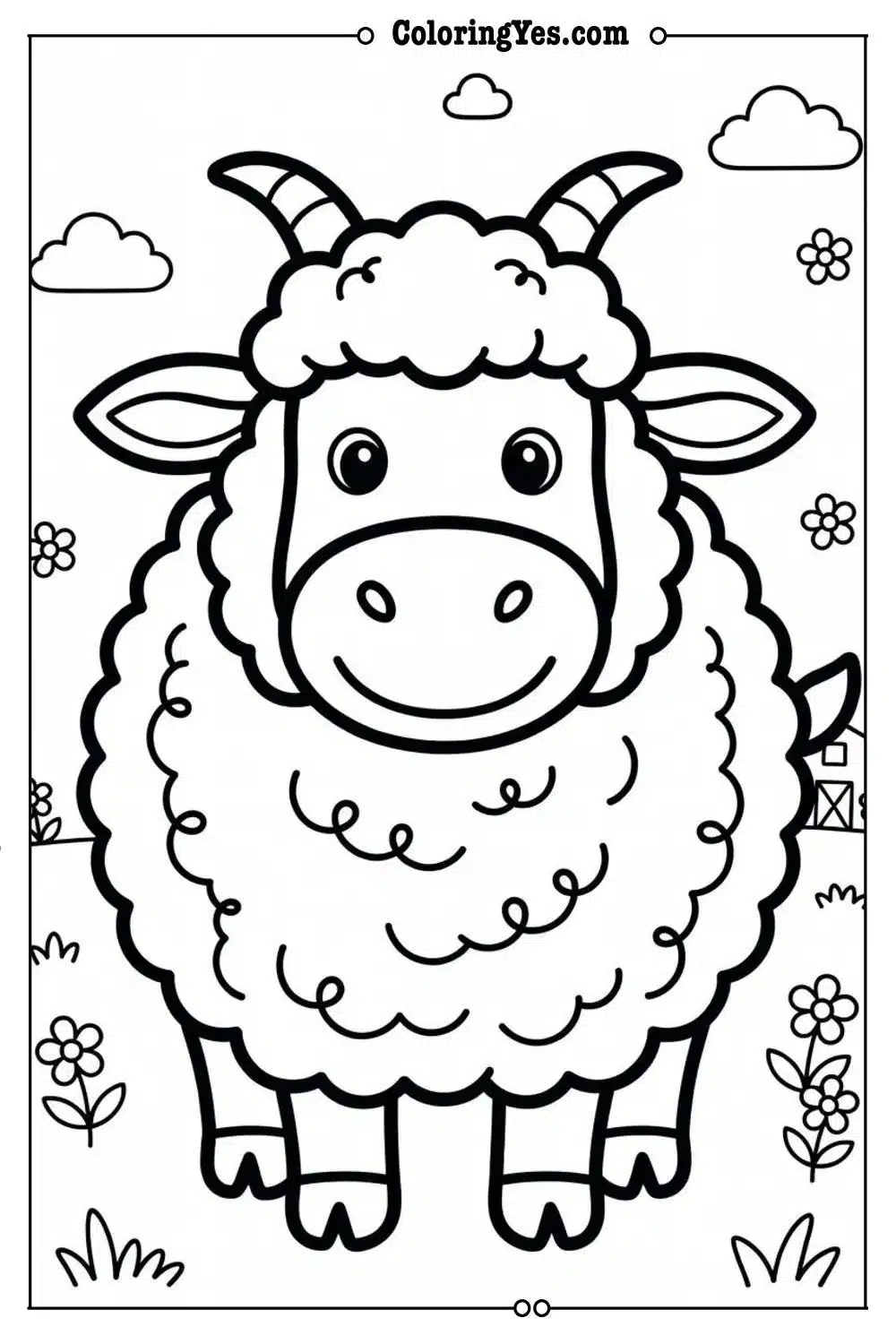 sheep goat cow coloring page outline