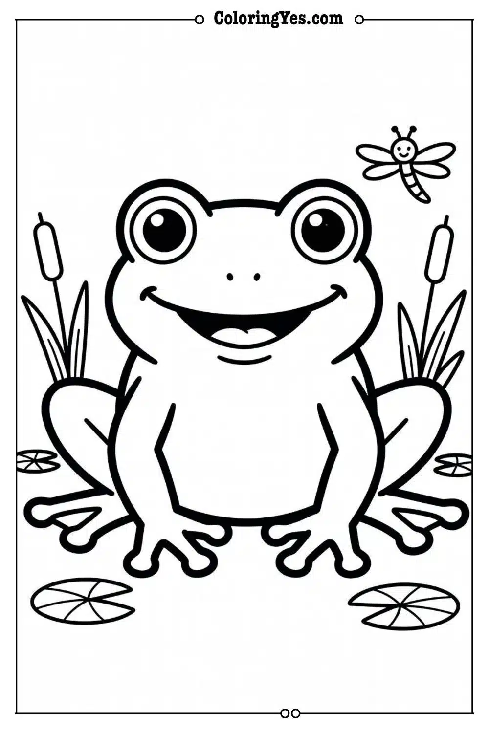 frog coloring page easy bold lines