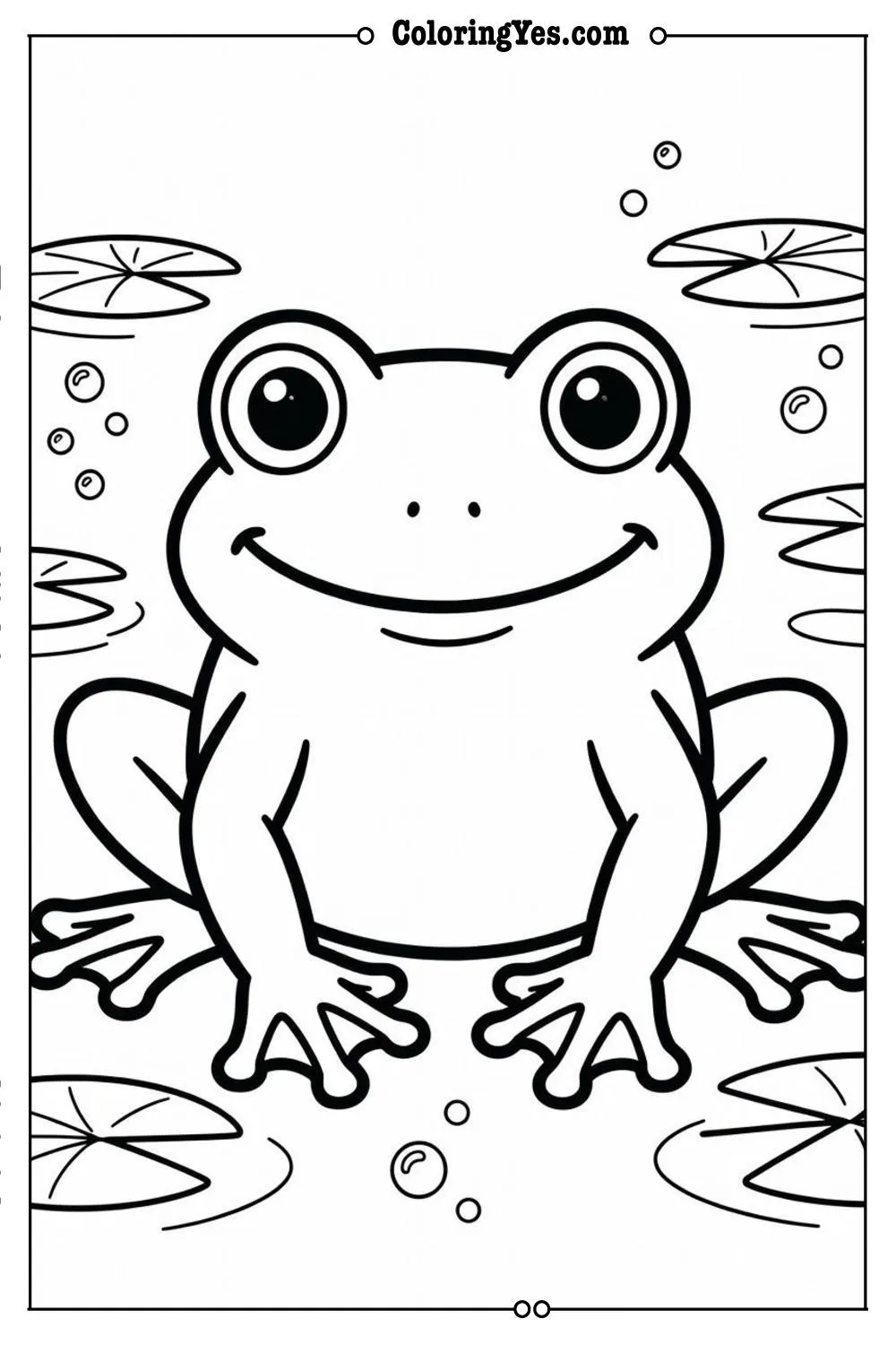 frog coloring page for toddlers simple lines