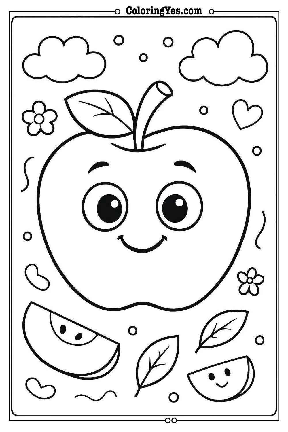 apple fruit coloring page