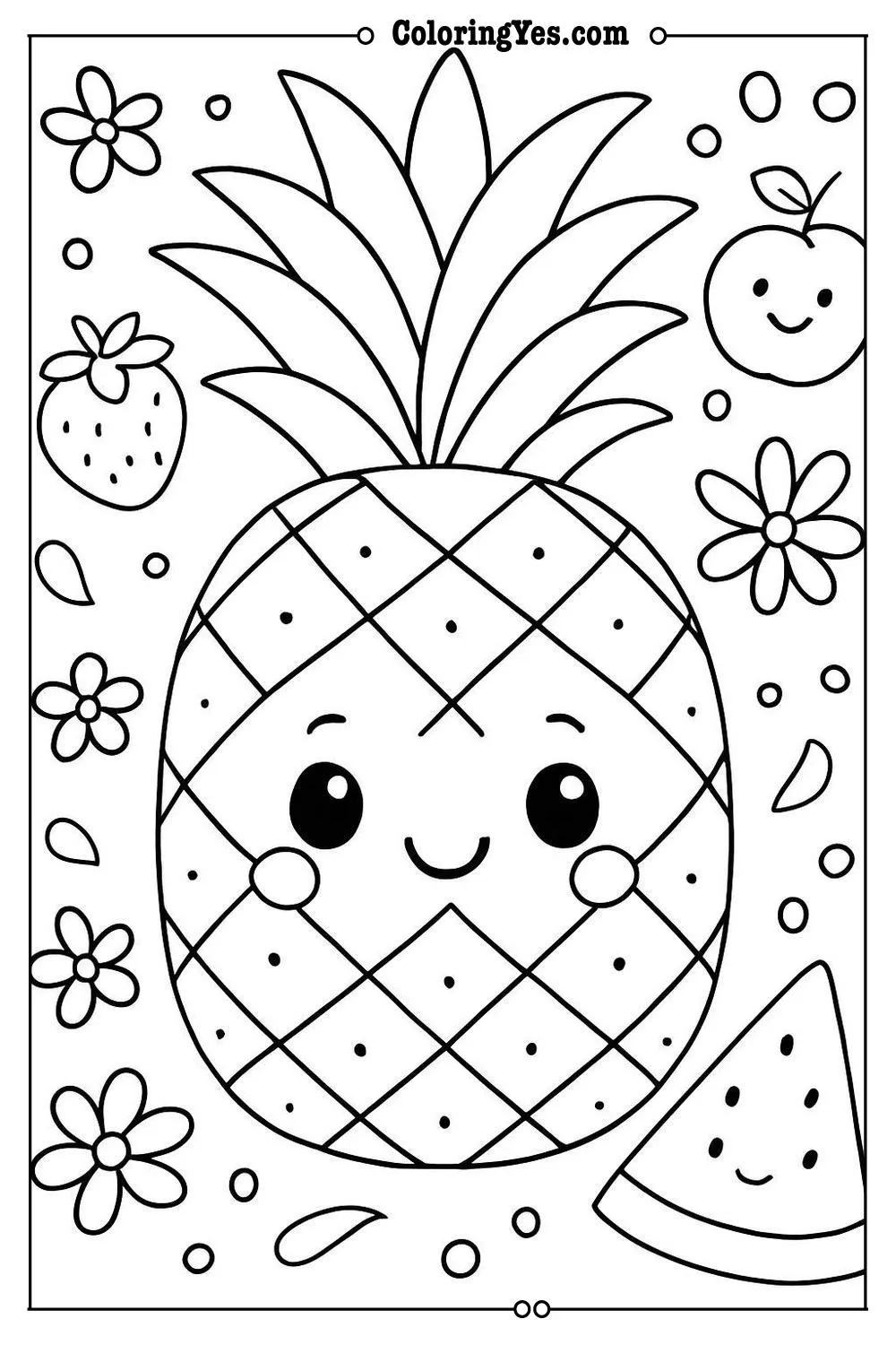 cute fruit coloring page