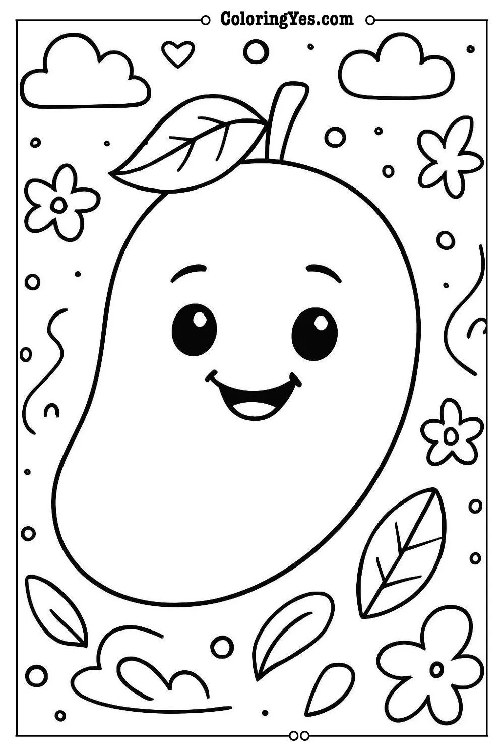 mango fruit coloring page