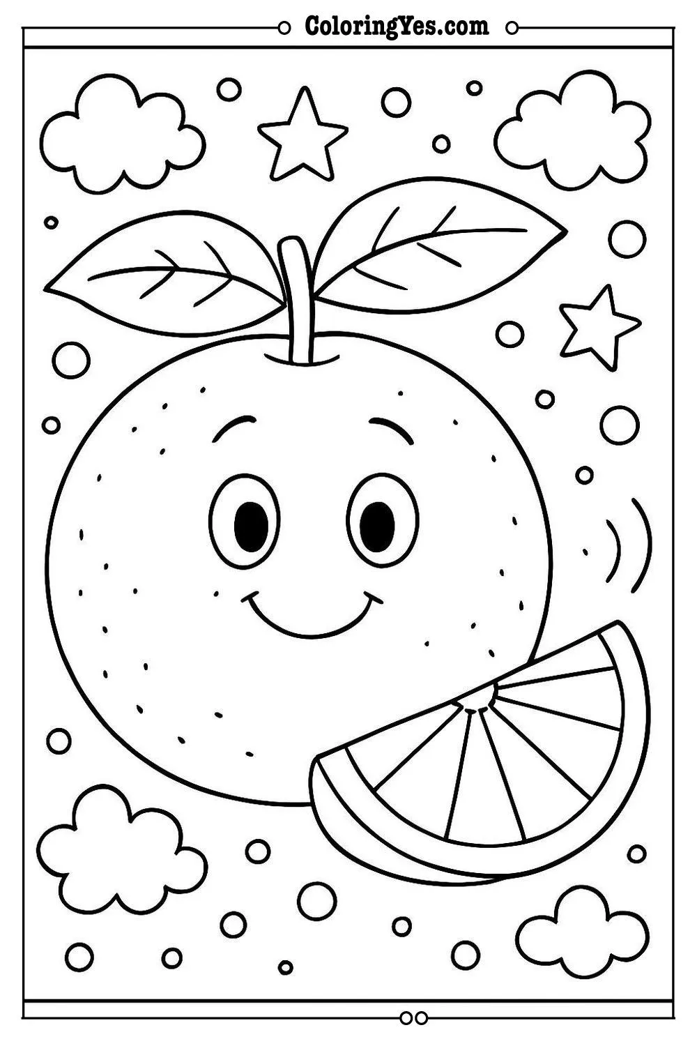 orange fruit coloring page
