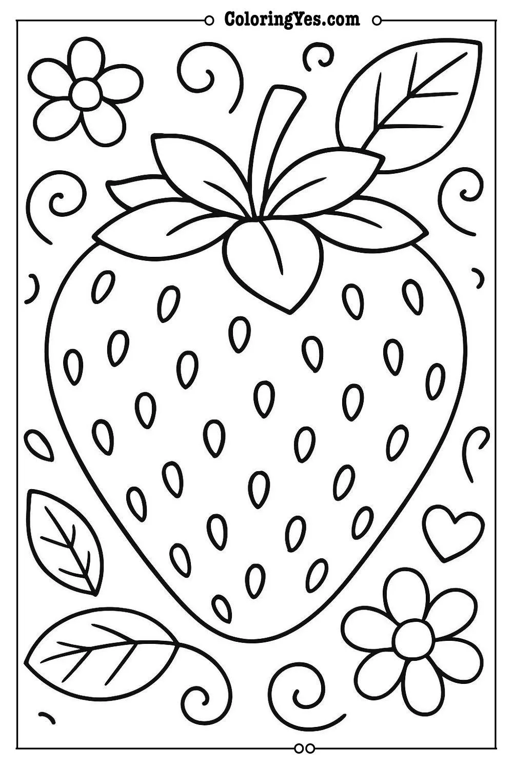 strawberry fruit coloring page