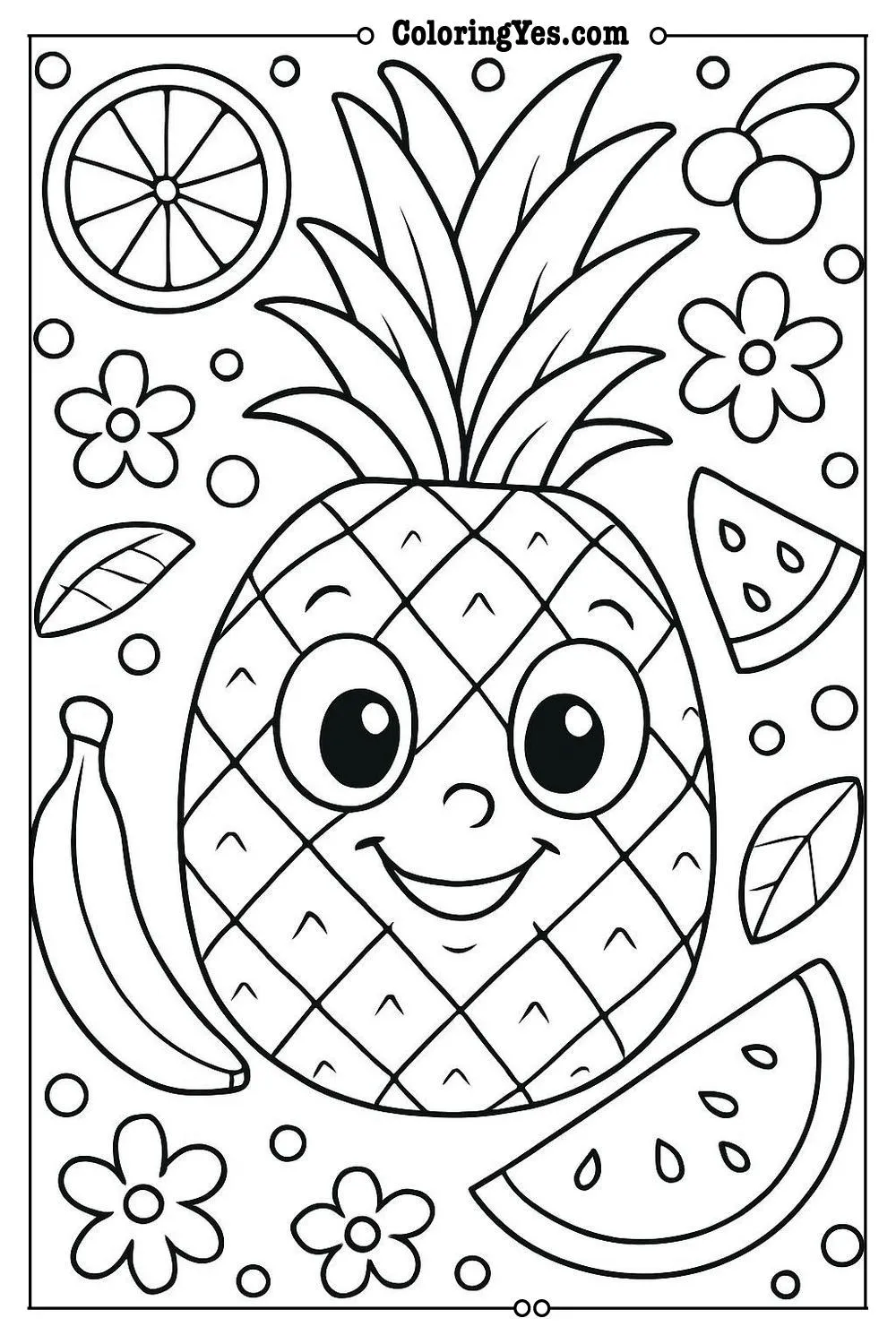 tropical fruit coloring page