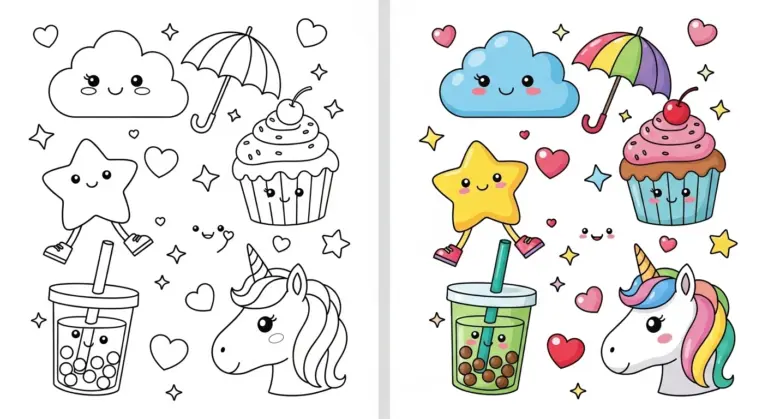Kawai coloring pages