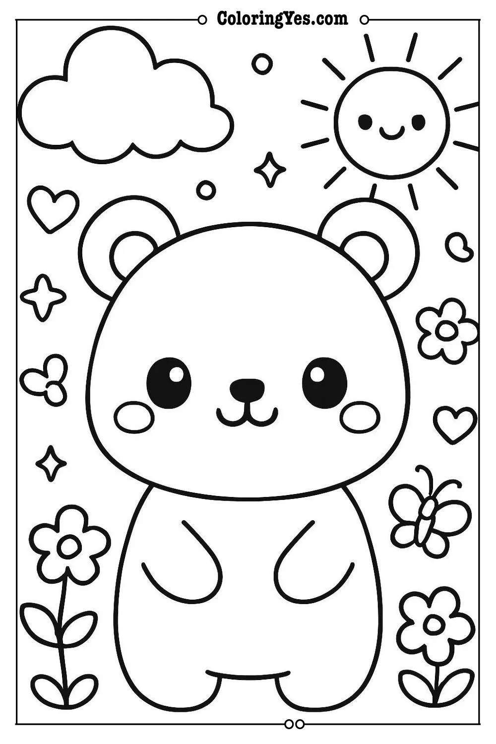 kawaii animal coloring page