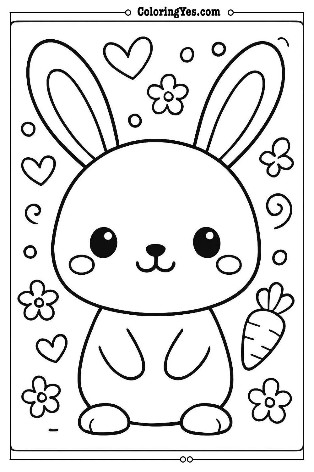 kawaii bunny coloring page