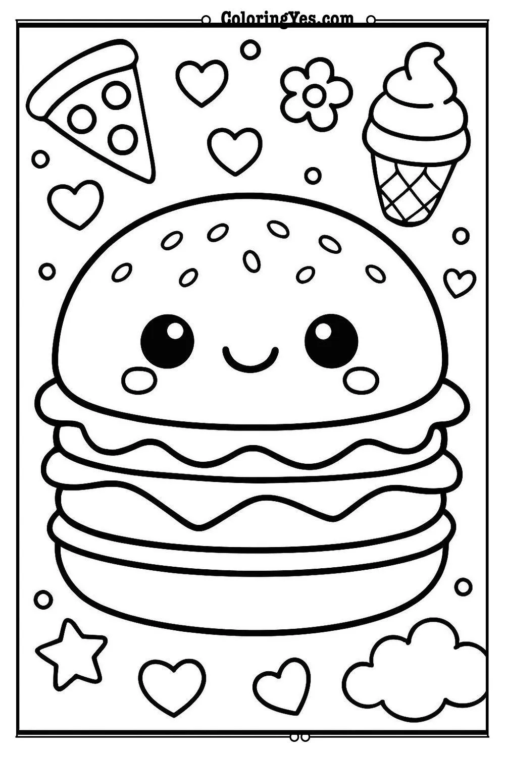 kawaii food coloring page